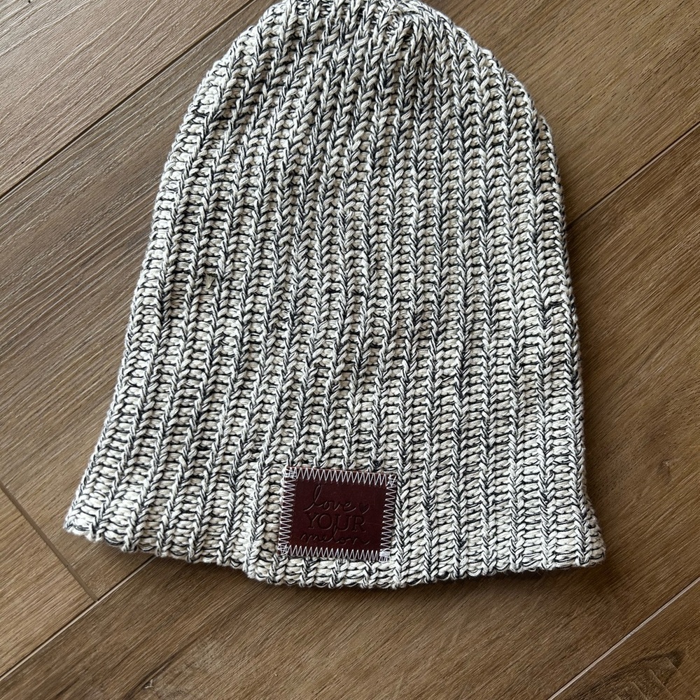 Love Your Melon Black and Cream Knit Beanie
